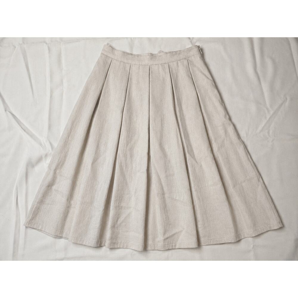 Tulip B Women's Light Beige Pleated Midi Skirt NWT Small - Picture 4 of 6